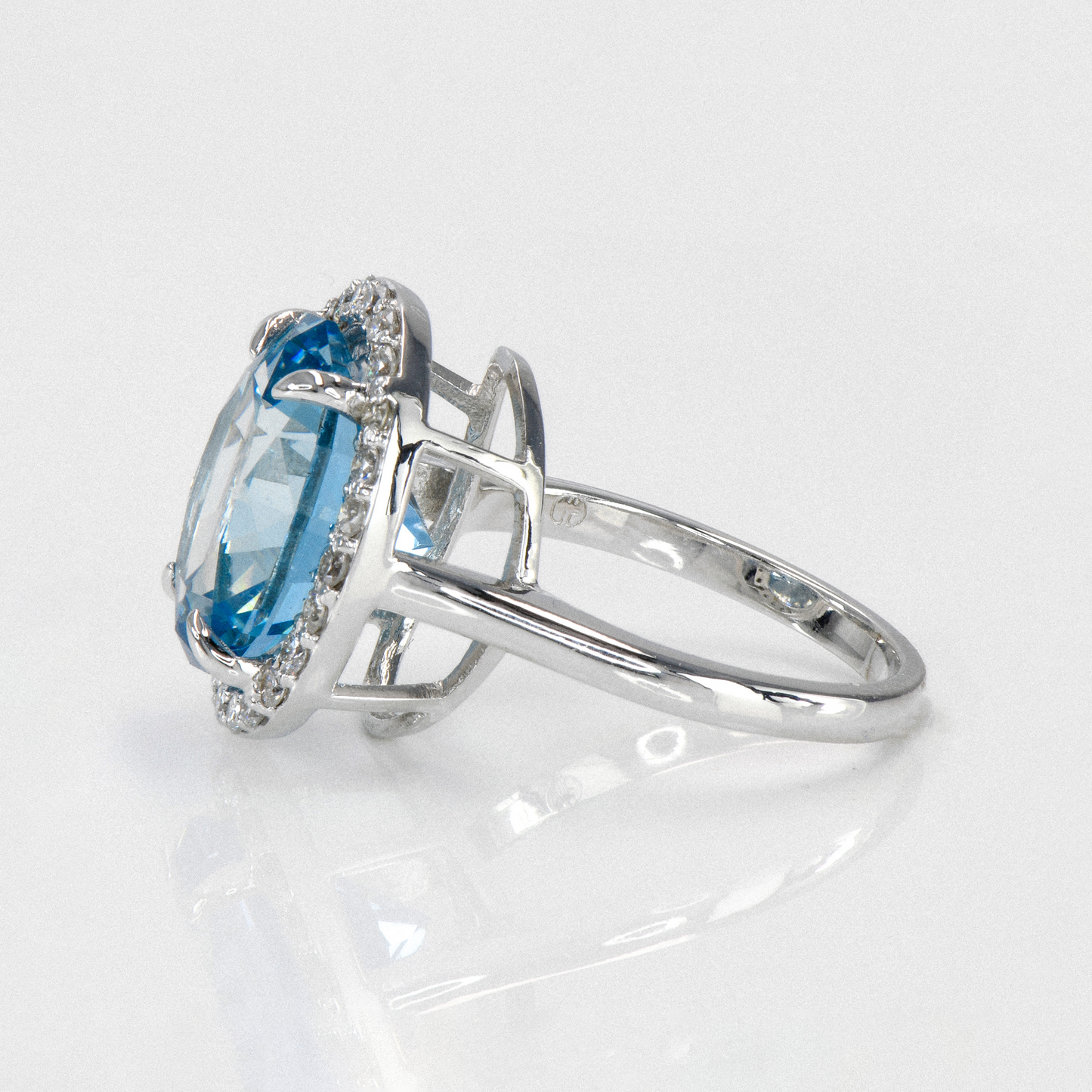 Aquamarine & Diamond Halo Ring - 6.45ct