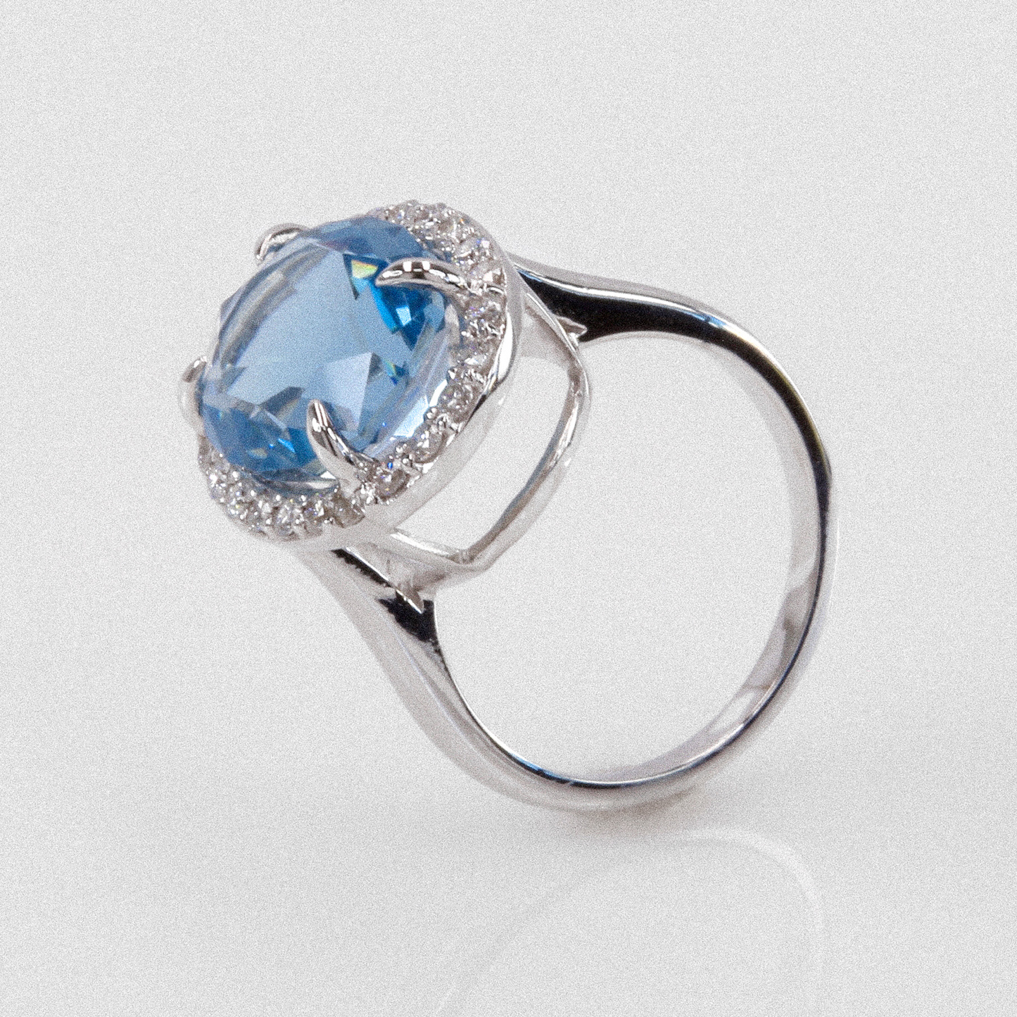 Aquamarine & Diamond Halo Ring - 6.45ct