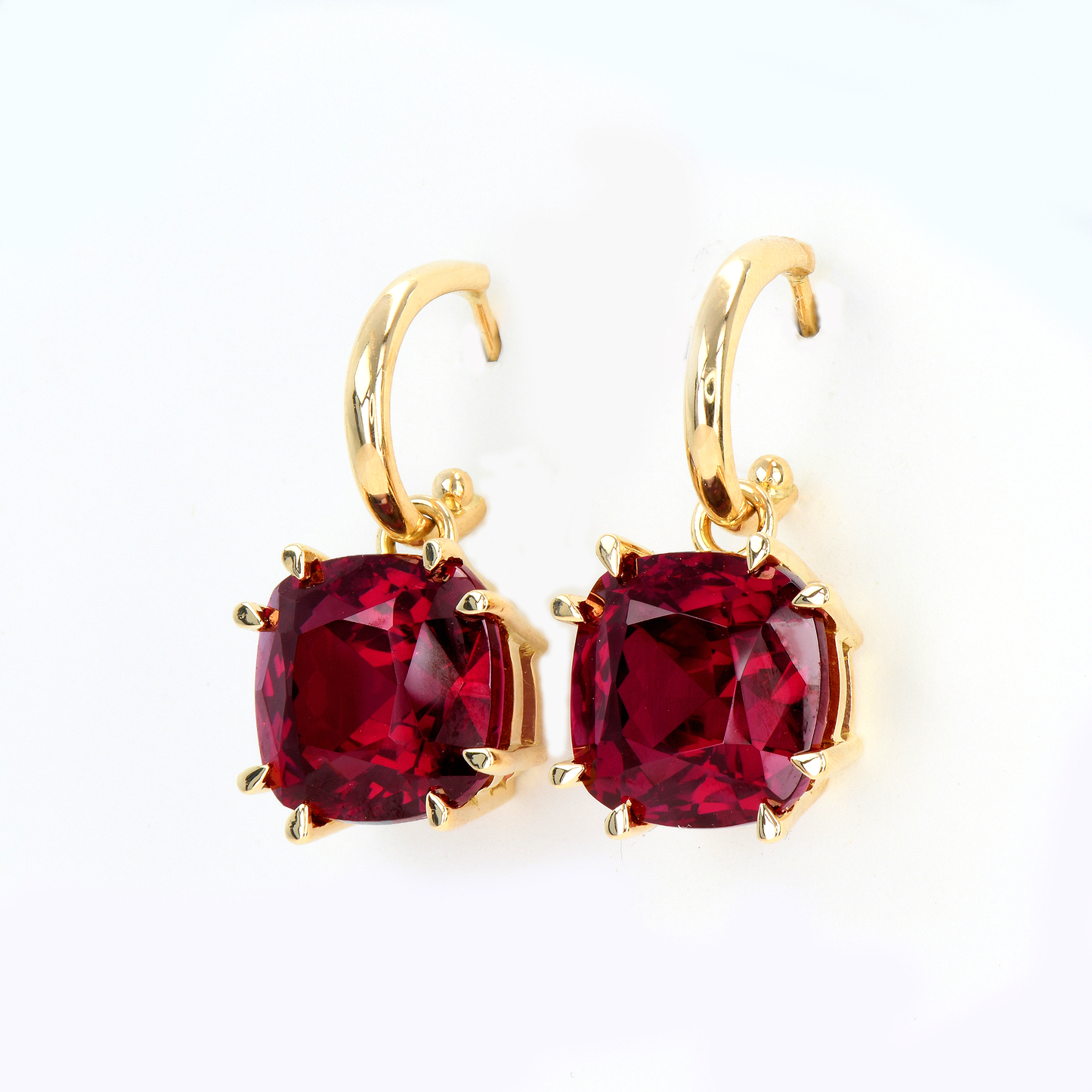 Rhodolite Drop Hoop Earrings - 23.75ct