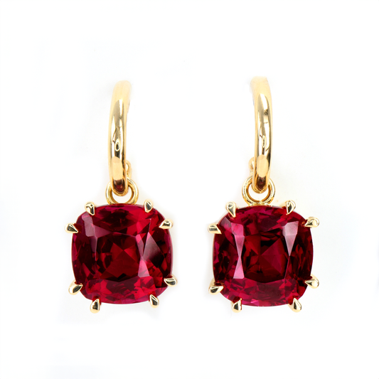 Rhodolite Drop Hoop Earrings - 23.75ct