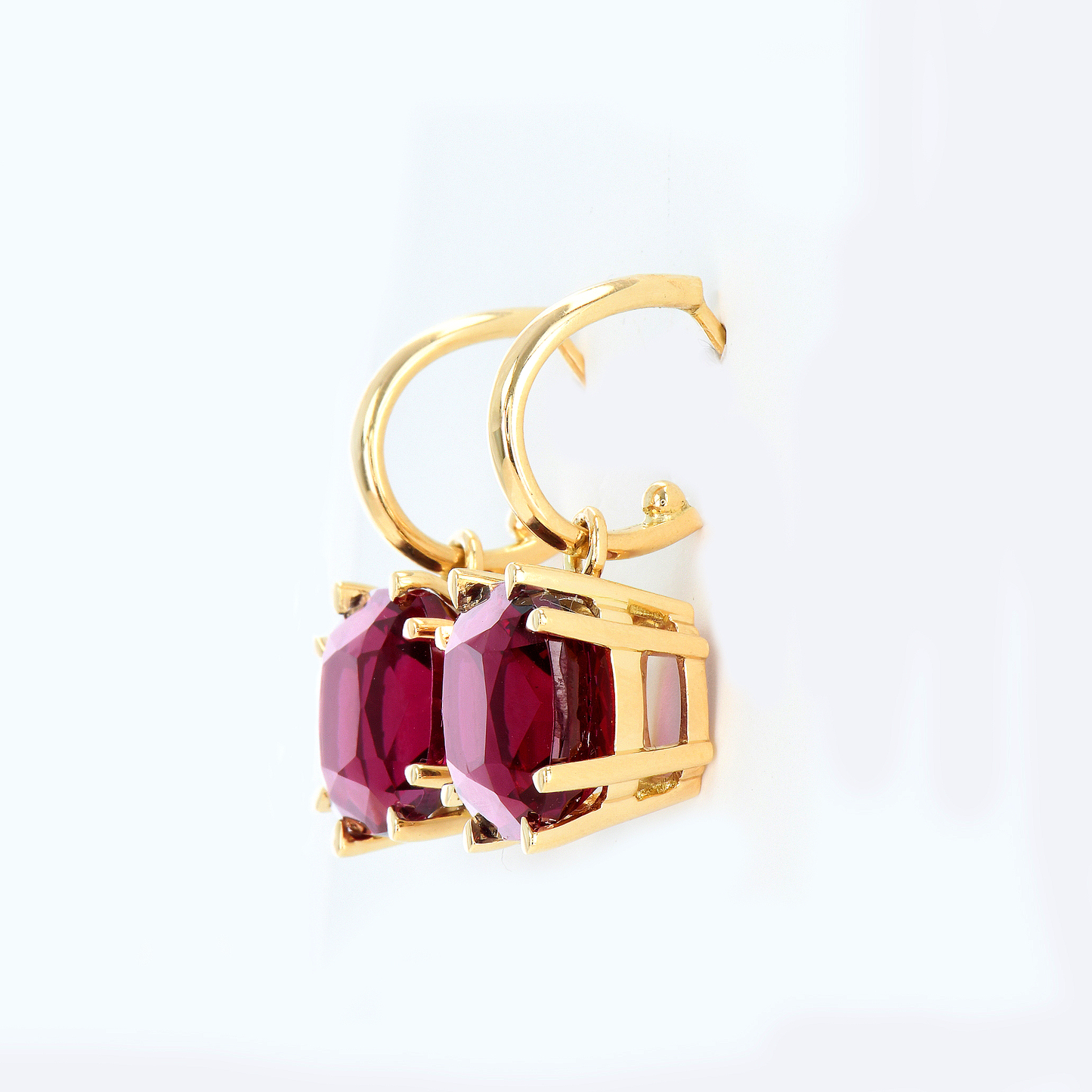 Rhodolite Drop Hoop Earrings - 23.75ct