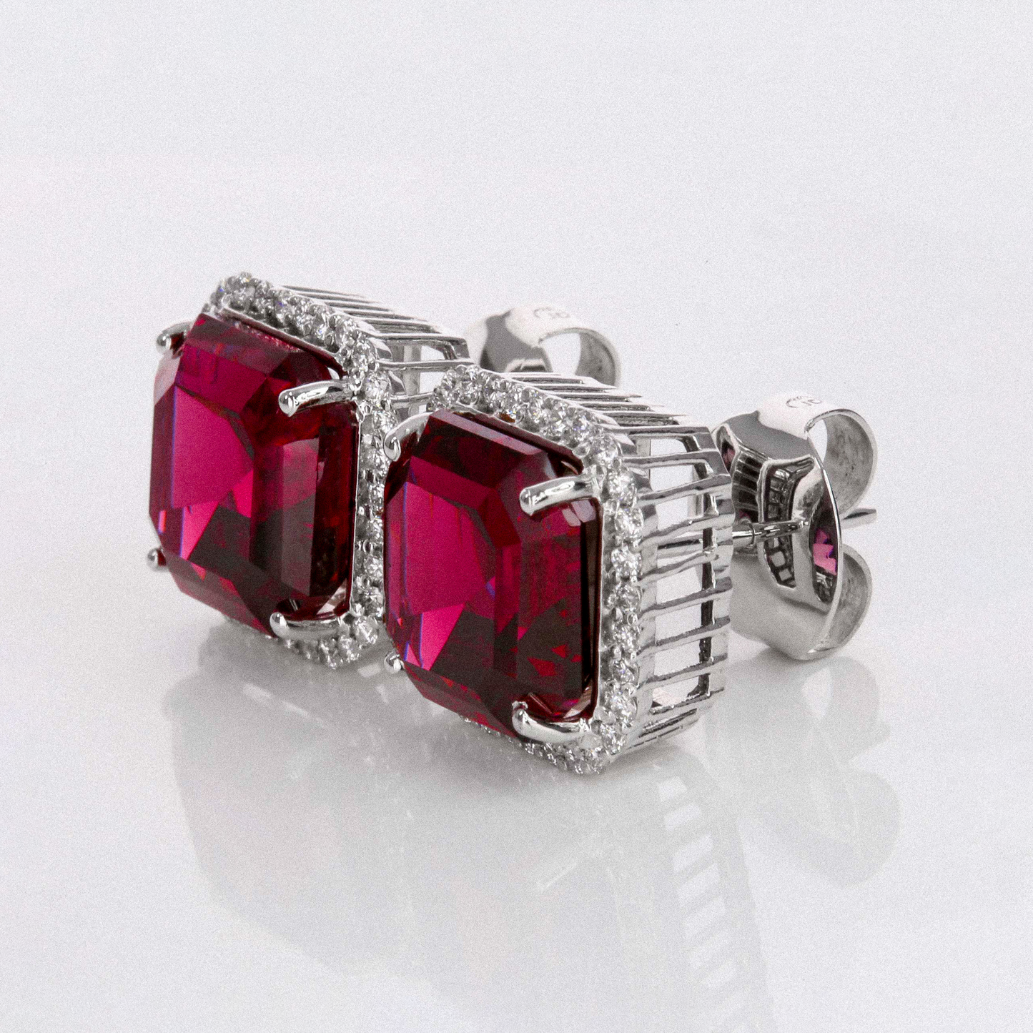 Rhodolite & Diamond Halo Studs - 23.26ct
