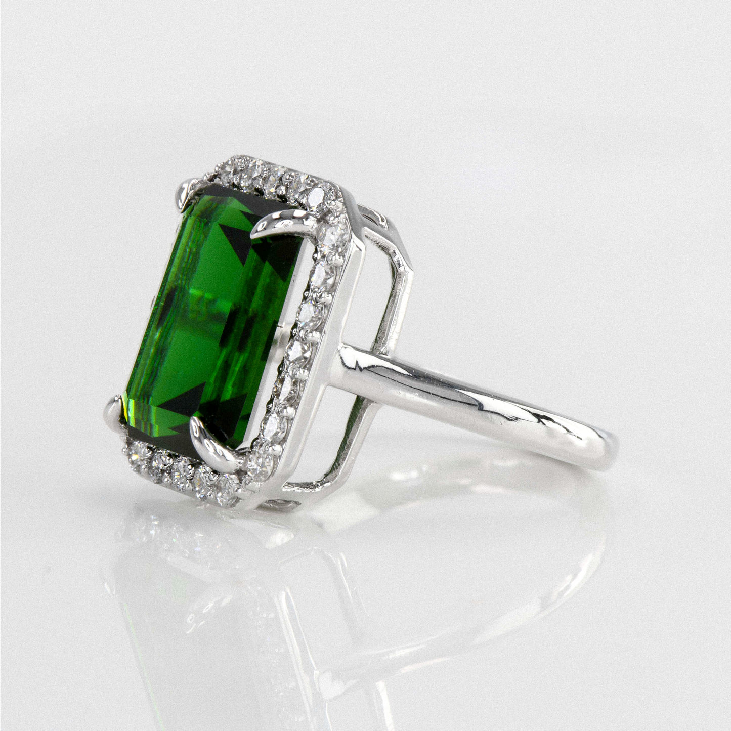 Chrome Tourmaline & Diamond Halo Ring - 5.55ct