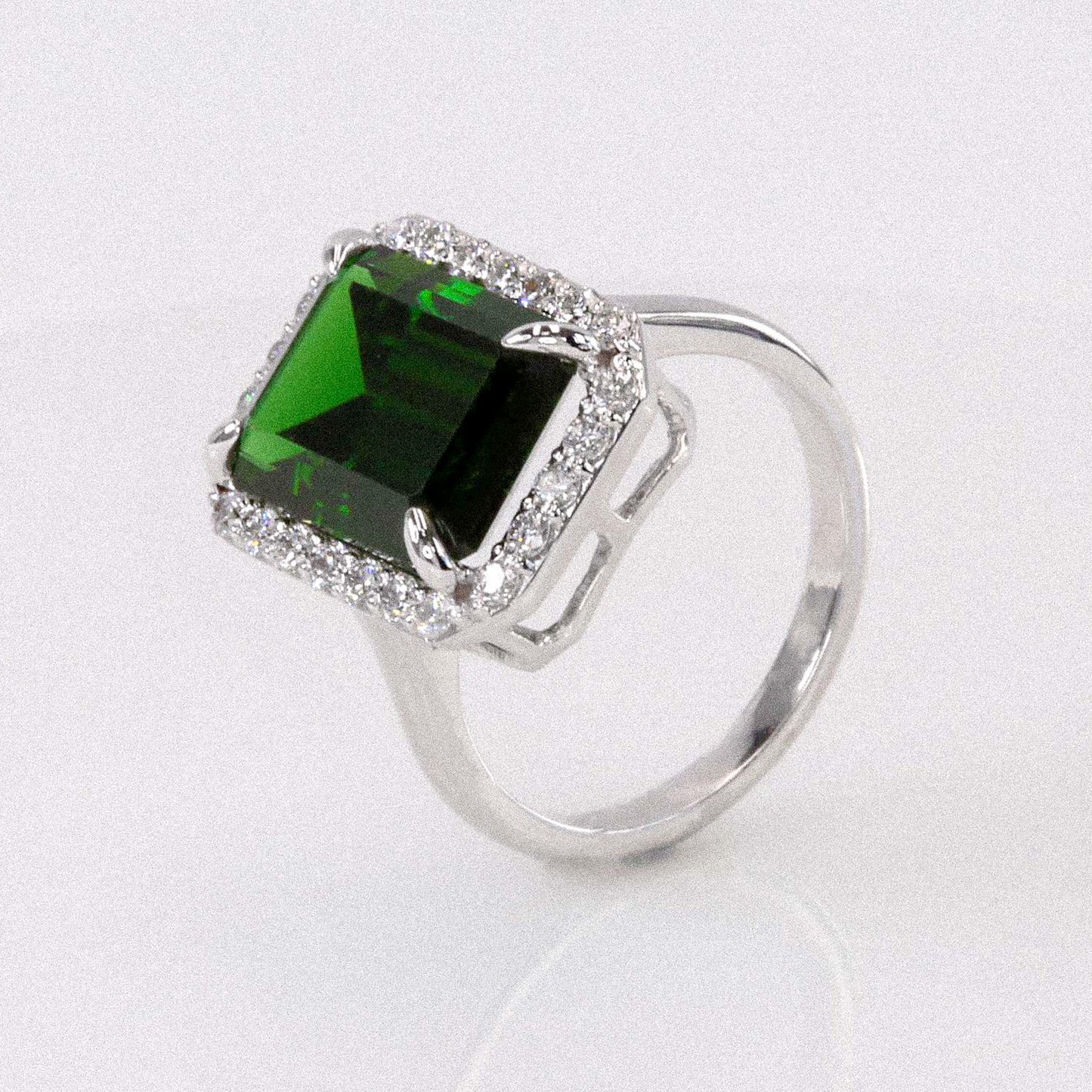 Chrome Tourmaline & Diamond Halo Ring - 5.55ct