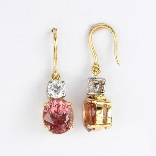 Lotus Garnet & Diamond Drop Earrings - 4.93ct