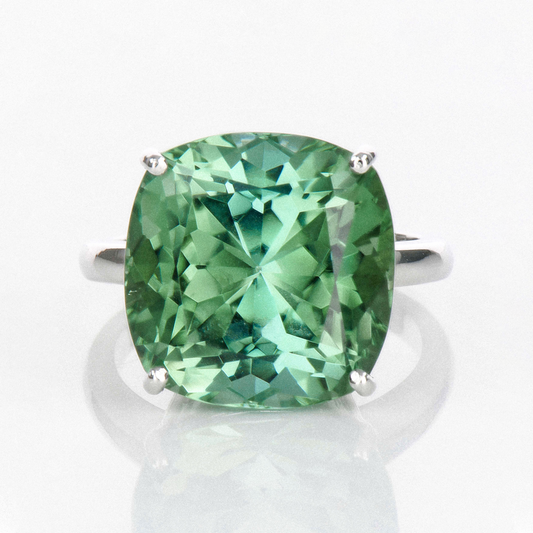 Mint Green Tourmaline Solitaire Ring - 14.06ct